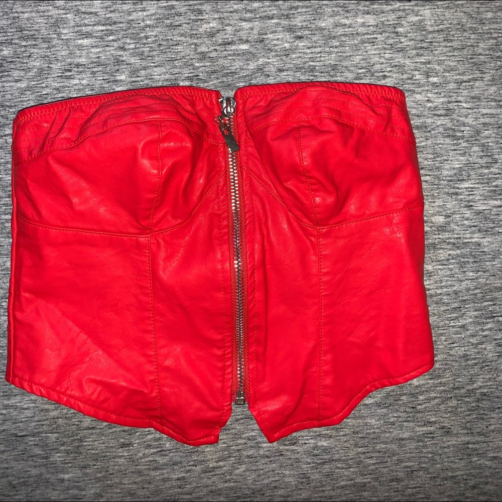 Red Vip up tube top Urban Outfitters
